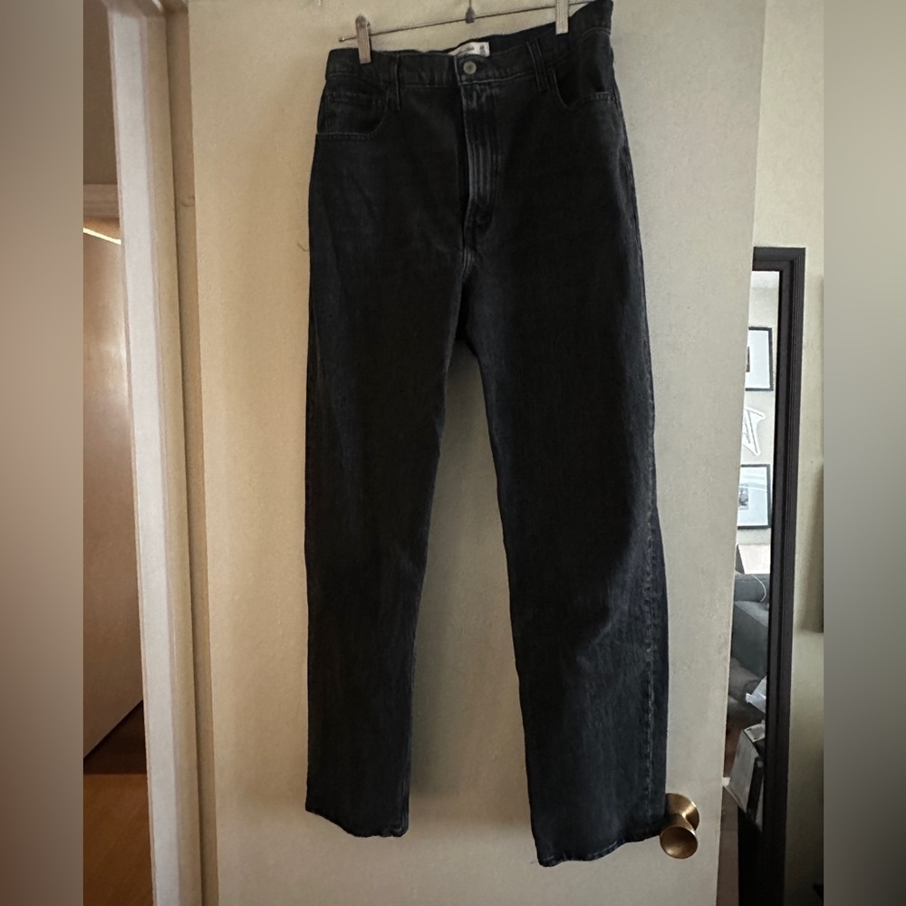 Women’s Abercrombie & Fitch Washed Black Straight-Leg High Rise Jeans